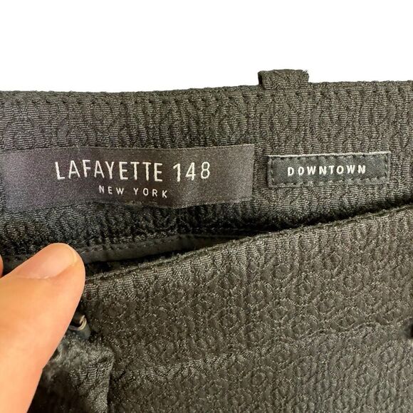 Lafayette 148 Dress Pants Downtown Black Textured Career Pants Stretch Trouser M - Picture 3 of 8